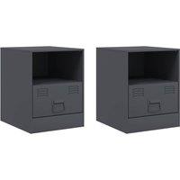 Berkfield Home Bedside Cabinets 2 pcs Anthracite 34.5x39x44 cm Steel in Dark Grey