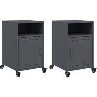 Berkfield Home Bedside Cabinets 2 pcs Anthracite 36x39x59 cm Steel in Dark Grey | Size: 36 x 39 x 59 cm