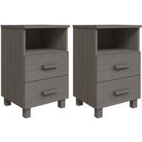 Berkfield Home Bedside Cabinets HAMAR 2 pcs Light Grey 40x35x62 cm Solid Wood | Size: 40 x 35 x 62 cm