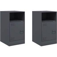 Berkfield Home Bedside Cabinets 2pcs Anthracite 34.5x39x62 cm Steel in Charcoal