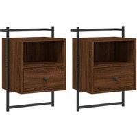 Berkfield Home Bedside Cabinets Wall-mounted 2 pcs Smoked Oak 35x30x51 cm Wood in Brown | Size: 35 x 30 x 51 cm