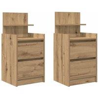 Berkfield Home Bedside Cabinets with 2 Drawers 2 pcs Artisan Oak 38x34x80 cm in Light Brown | Size: 38 x 34 x 80 cm