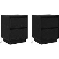 Berkfield Home Bedside Cabinets with LED Lights 2 pcs Black 39x34.5x50 cm