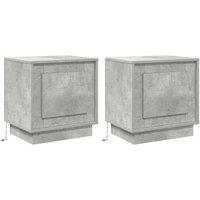 Berkfield Home Bedside Cabinets with LED Lights 2 pcs Concrete Grey 44x34, 5x45 cm