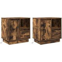 Berkfield Home Bedside Cabinets with LED Lights 2 pcs Smoked Oak 50x34, 5x50 cm in Brown