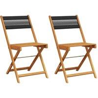 Berkfield Home Bistro Chairs 2 pcs Black Solid Wood Acacia & Rope in Tan