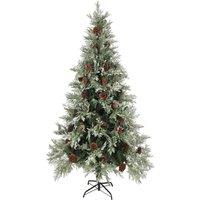 Berkfield Home Christmas Tree with Pine Cones Green & White 225 cm PVC&PE