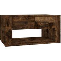 Berkfield Home Coffee Table Smoked Oak 80x50x40 cm Engineered Wood in Brown | Size: 80 x 50 x 40 cm