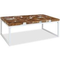Berkfield Home Coffee Table Teak Resin 110x60x40 cm White & Brown | Size: 110 x 60 x 40 cm