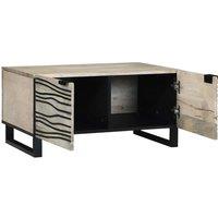 Berkfield Home Coffee Table White, Black 80 x 50 x 40 cm Solid mango wood