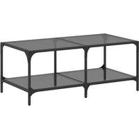 Berkfield Home Coffee Table with Black Glass Top 98.5x50x40 cm Steel