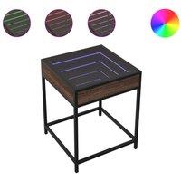 Berkfield Home Coffee Table with Infinity LED Brown Oak 40x40x51 cm | Size: 40 x 40 x 51 cm