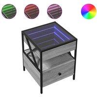 Berkfield Home Coffee Table with Infinity LED Grey Sonoma 40x40x51 cm | Size: 40 x 40 x 51 cm