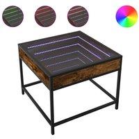 Berkfield Home Coffee Table with Infinity LED Smoked Oak 50x50x41 cm in Brown | Size: 50 x 50 x 41 cm