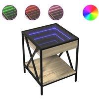 Berkfield Home Coffee Table with Infinity LED Sonoma Oak 40x40x49 cm in Light Brown | Size: 40 x 40 x 49 cm