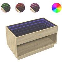 Berkfield Home Coffee Table with Infinity LED Sonoma Oak 90x50x50 cm in Light Brown | Size: 90 x 50 x 50 cm