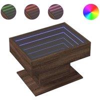 Berkfield Home Coffee Table with LED Brown Oak 70x50x45 cm Engineered Wood | Size: 70 x 50 x 45 cm
