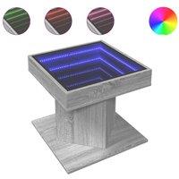 Berkfield Home Coffee Table with LED Grey Sonoma 50x50x45 cm Engineered Wood | Size: 50 x 50 x 45 cm