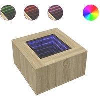 Berkfield Home Coffee Table with LED Sonoma Oak 60x60x40 cm Engineered Wood in Light Brown | Size: 60 x 60 x 40 cm