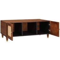 Berkfield Home Coffee Tables with Shelf with Storage with Door Brown Cane & so