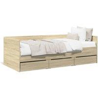 Berkfield Home Daybed with Drawers without Mattress Sonoma Oak 75x190 cm Small Single in Light Brown