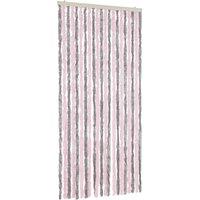 Berkfield Home Fly Curtain Silver Grey & Pink 90x220 cm Chenille