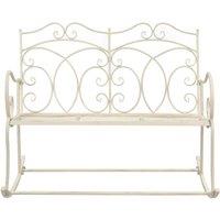 Berkfield Home Garden Bench 104 cm Iron Antique White in Off-White