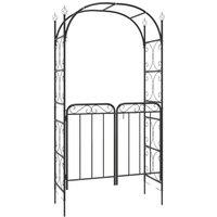 Berkfield Home Garden Arch with Gate Black 108x45x235 cm Steel | Size: 108 x 45 x 235 cm