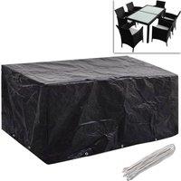 Berkfield Home Garden Furniture Covers 2pcs 6 Person Poly Rattan 240x140cm in Black | Size: 240x140 cm