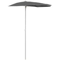 Berkfield Home Garden Half Parasol with Pole 180x90 cm Anthracite in Charcoal