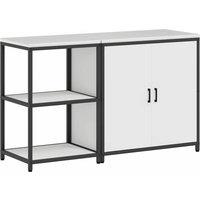 Berkfield Home with Shelf with Storage with Door Adjustable 2 pcs Rusty Weatheri in White