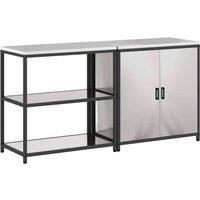 Berkfield Home with Shelf with Storage with Door Adjustable 2 pcs Stainless steel in Silver