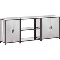 Berkfield Home with Shelf Other with Storage with Door 3 pcs Stainless steel in Silver