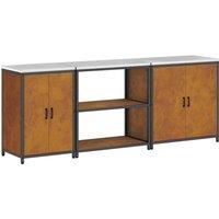Berkfield Home with Shelf Other with Storage with Door 3 pcs Rusty Weathering steel in Brown