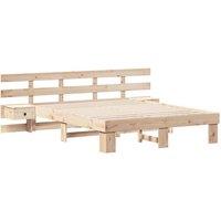 Berkfield Home with Drawer Brown 160 x 200 cm Solid pine wood in Beige