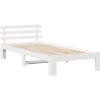 Berkfield Home Wooden Bed Frame White Wood Single Durable Wooden Bed Frame