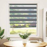 Berkfield Home Zebra Blind Dark Grey 100x150 cm Fabric Width 95.9 cm Polyester