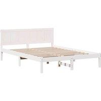 Berkfield Home White Pine Bed Frame White Wood 150 x 200 cm Durable