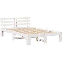 Berkfield Home White Pine Bed Frame White Solid Wood 140 x 190 cm Durable