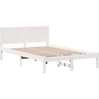 Berkfield Home White Pine Bed Frame White Solid Pine Wood 140 x 190 cm Durable