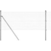 Berkfield Home Welded Wire Fence with 7 Posts 0.8x10 m Galvanised Steel in Silver