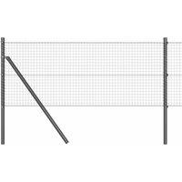 Berkfield Home Welded Wire Fence with 13 Posts Grey 0.6x25 m Steel