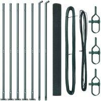 Berkfield Home Welded Wire Fence with 7 Flanged Posts Green 1.4x10 m Steel