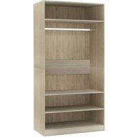 Berkfield Home Wardrobe Sonoma Oak 100x50x200 cm Engineered Wood in Light Tan | Size: 100 x 50 x 200 cm