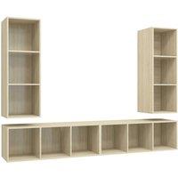 Berkfield Home Wall-mounted TV Cabinets 4 pcs Sonoma Oak Engineered Wood in Light Beige