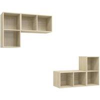 Berkfield Home Wall-mounted TV Cabinets 4 pcs Sonoma Oak Engineered Wood in Light Brown