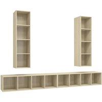 Berkfield Home Wall-mounted TV Cabinets 4 pcs Sonoma Oak Engineered Wood in Light Oak