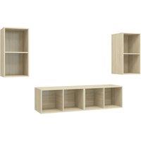 Berkfield Home Wall-mounted TV Cabinets 4 pcs Sonoma Oak Engineered Wood in Light Oak