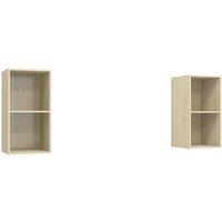 Berkfield Home Wall-mounted TV Cabinets 2 pcs Sonoma Oak Engineered Wood in Light Tan