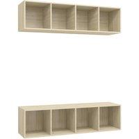 Berkfield Home Wall-mounted TV Cabinets 2 pcs Sonoma Oak Engineered Wood in Light Brown